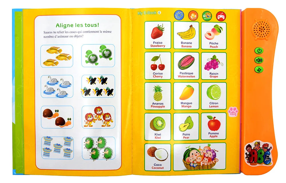 Kids Talking Book French English Interactive Early Education Toy Preschool Language Learning Aid Best Gift for Children