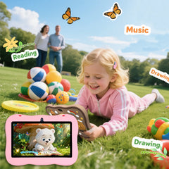 Kids Tablet 7 inch, Children Tablet with Parent Control,dual cameras, children's gifts for Christmas and birthday.Pink