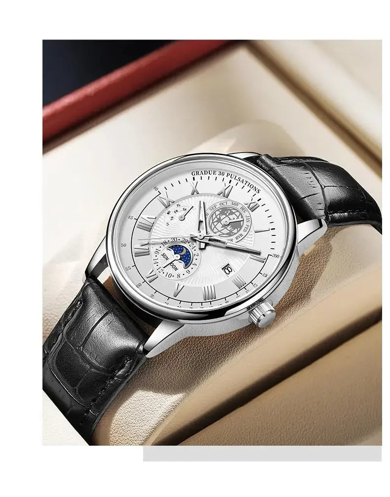 2024 Fashion Men Watch Fashion Top Luxury Sport Men's Wristwatch Waterproof Luminous Leather Date Quartz Watches Man Clock