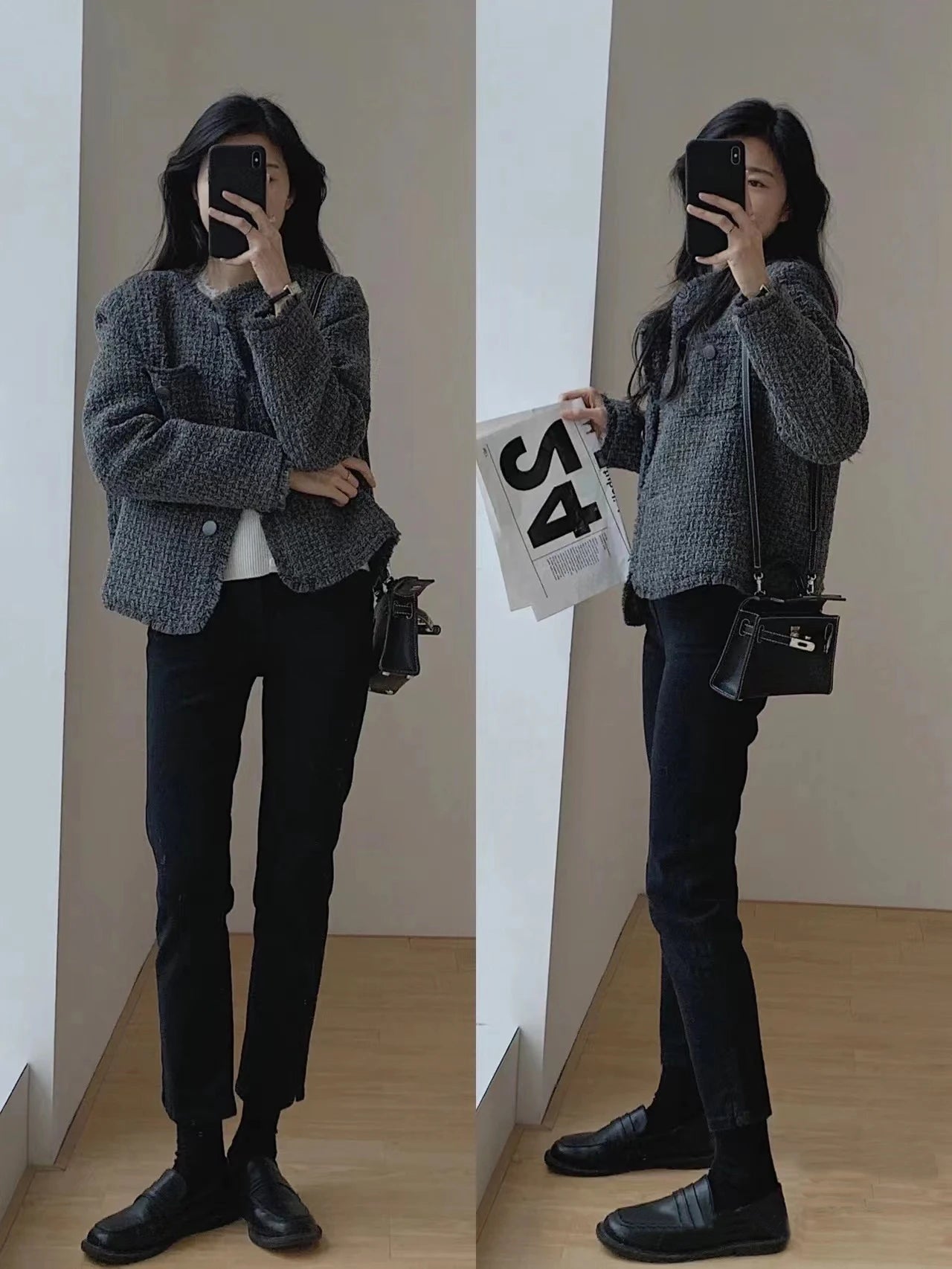 Fashionable Short Woolen Coat Women's Spring Autumn Loose Long Sleeve Tassel  Simple Style Outerwear Warm Pure Color