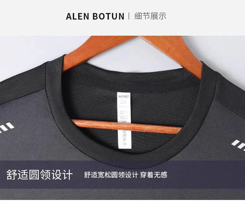 Fitness clothes - Men's running sports suit - Quick-drying ice silk - Summer new style short-sleeved shorts - Training suit