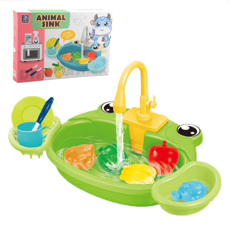 Kids Mini Sink Kitchen Toy Set Dishwashing Simulated Educational Play House Games Sink Set Children Christmas Gift Kitchen Toys