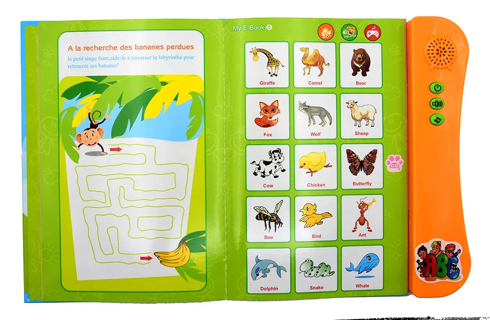 Kids Talking Book French English Interactive Early Education Toy Preschool Language Learning Aid Best Gift for Children