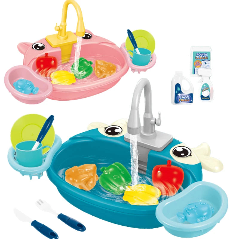 Kids Mini Sink Kitchen Toy Set Dishwashing Simulated Educational Play House Games Sink Set Children Christmas Gift Kitchen Toys