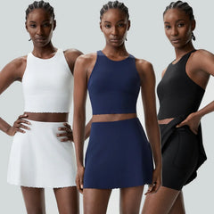 Gym Clothes Woman Women's Tennis Outfit Set Plus-size Elastic Sports Fitness Outfit Two-piece Set Quick-dry Badminton Sportswear
